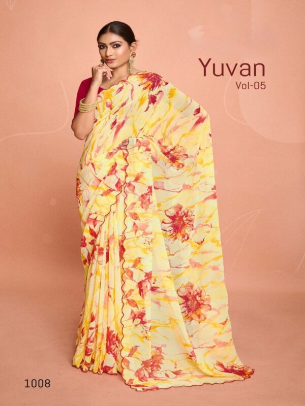 Canary Georgette Fancy Printed saree