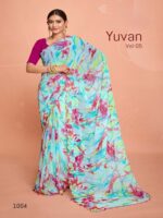 Light Blue Georgette Fancy Printed saree