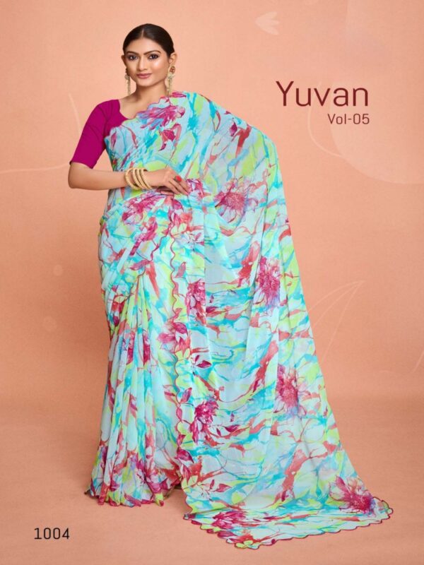 Light Blue Georgette Fancy Printed saree