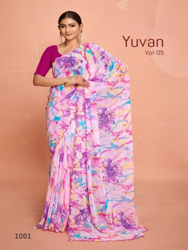 Mauve Georgette Fancy Printed saree