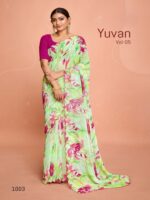 Pastel Green Georgette Fancy Printed saree