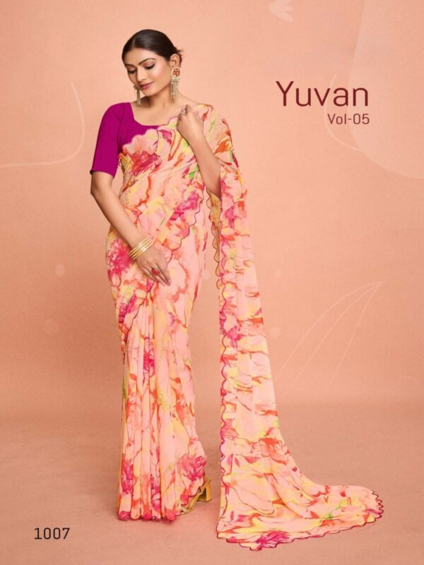 Pastel Pink Georgette Fancy Printed saree
